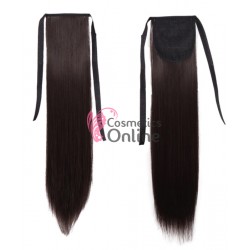 Extensie de par coada dreapta cu snur si pini 50 cm Saten Inchis BD4#